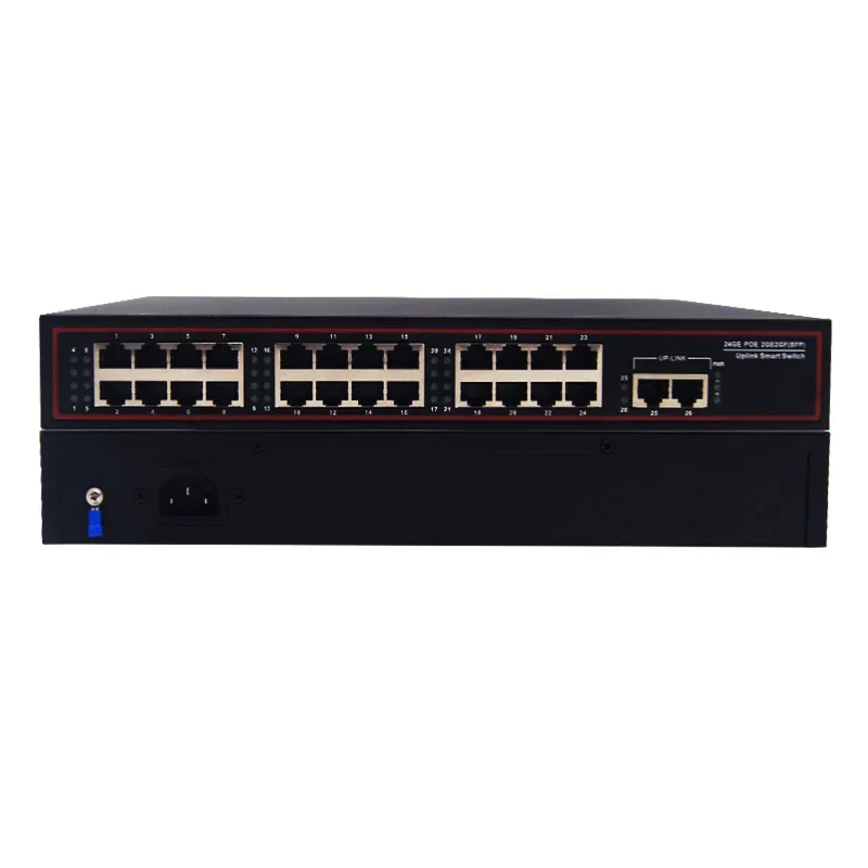 10/100/1000Mbps Gigabit 260W IEEE802.3AT 24 Port POE Switch with 2 RJ45 Uplink Build-in Power