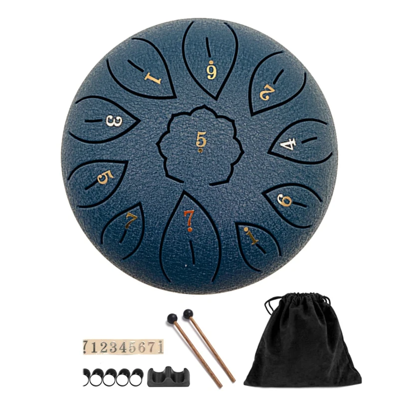 

Rain Drum For Outside, Steel Tongue Drum 11 Notes 6 Inches Chakra Tank Drum Steel Percussion Padded Mallets