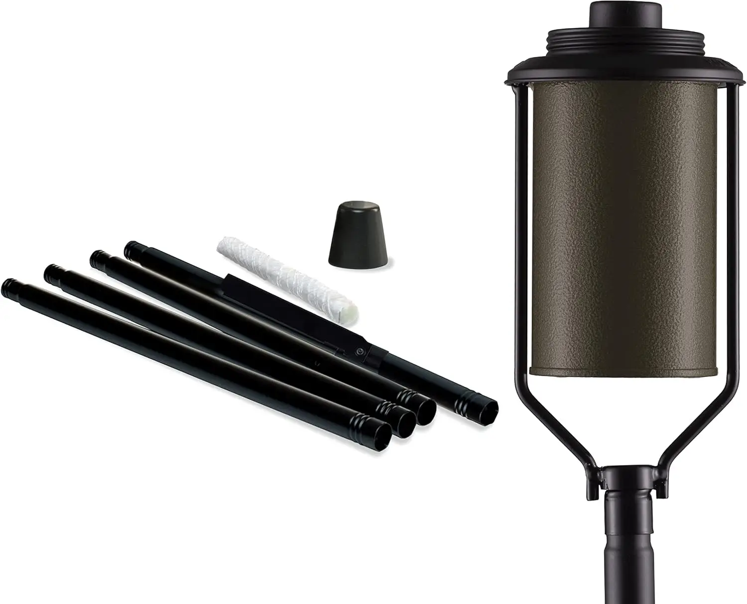 Torce in metallo color bronzo da 4 pezzi per patio esterno, prato, cortile e giardino |   65" Resistente agli agenti atmosferici con stoppino e snuffer