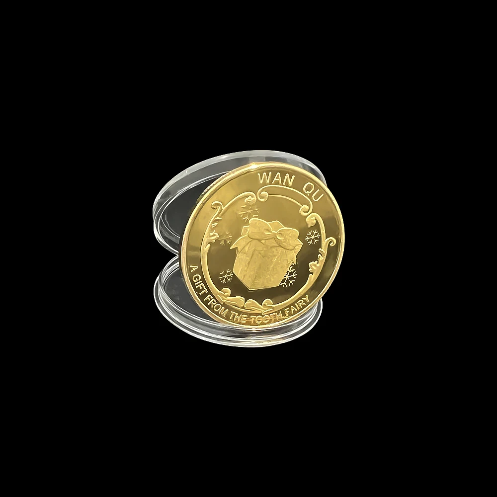 Dental Creative Tooth Fairy Shape Commemorative Coin Gold Plated Souvenir Coin for Children Kids Baby Dentistry Clinic Gifts