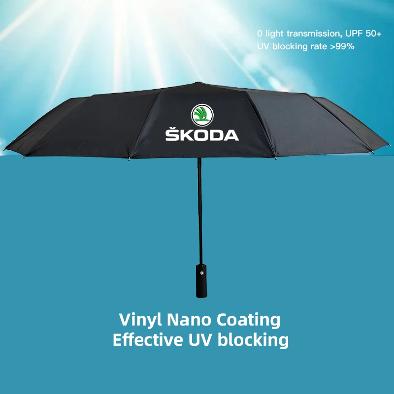 Car Automatic Folding Windproof Sunshade Umbrella For Skoda Octavia Rapid Kodiaq Karoq Fabia Kamiq Superb Derivative