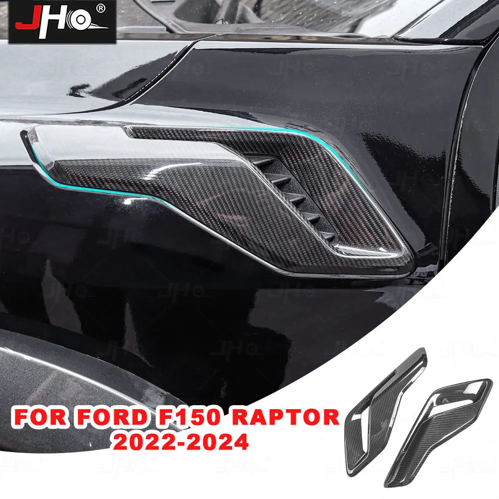 JHO Real Carbon Fiber Fender Side Vent Trim For Ford F-150 Raptor 2022-2023 Exterior Body Styling Protective Accessories