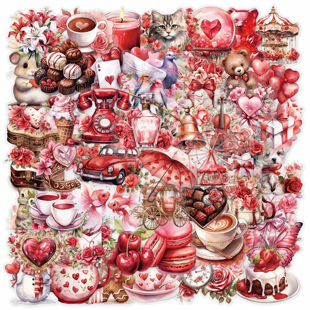 

10/30/50pcs Cute Love Confession Gift Stickers Cartoon Aesthetic Decals Suitcase Phone Guitar Diary Transparent Graffiti Sticker