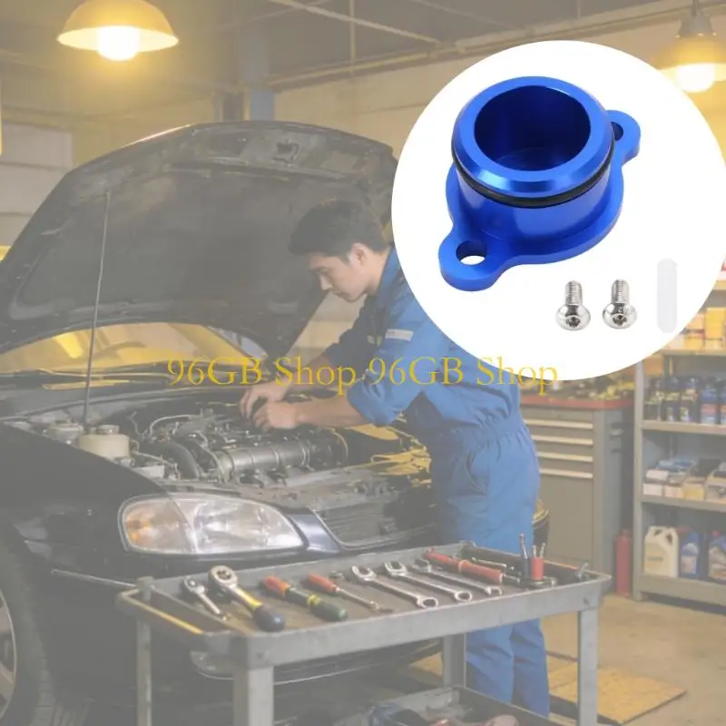 96GB Engine Side Seal Cover for PW50 PW80 Oil Pump Opening, Blue Aluminum Part with Two Hole Flange, 53mm Main Body, and Repair