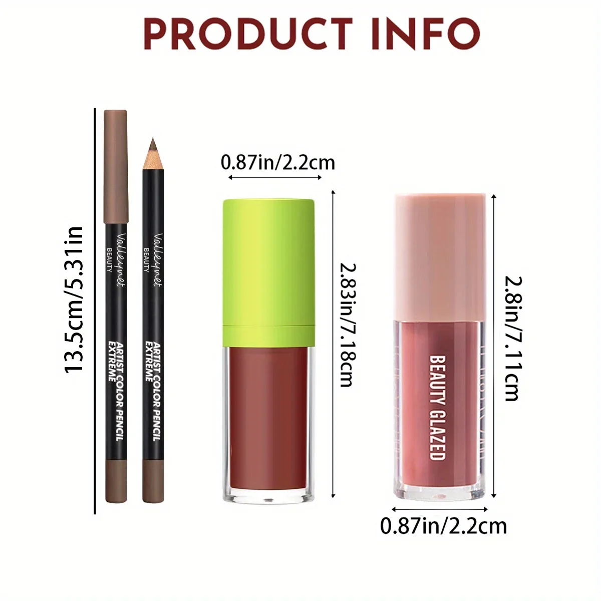 مجموعة مكونة من 3 قطع/مجموعة ملمع شفاه عاري + مجموعة تحديد شفاه، مقاومة للماء وسهلة الاستخدام، مظهر مكياج يومي طبيعي.