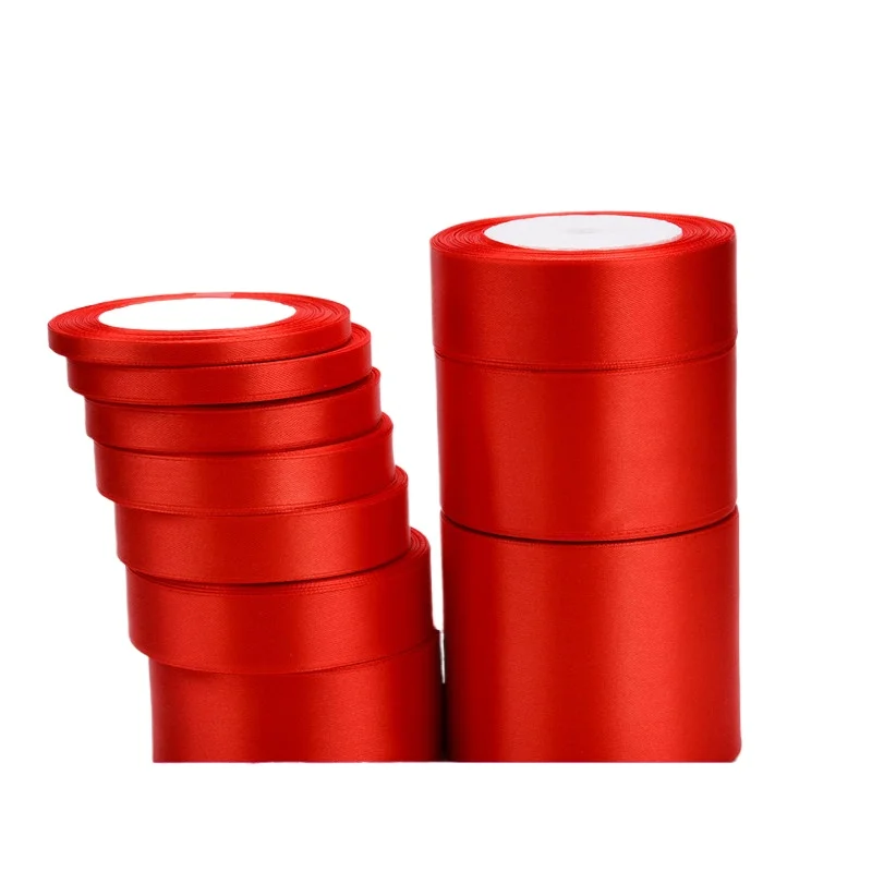 Wstążka satynowa 6mm~75mm 25 jardów/rolka Świąteczna Dekoracja Ślubna DIY Ręcznie Robiona Odzież Akcesoria Rękodzieło Pakowanie Prezentów