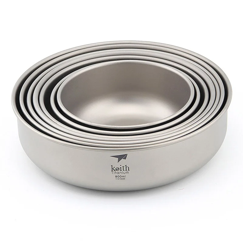 Keith Camping Tableware Titanium Bowls Pan Fruit Vegetable Food Container Bacteriostatic Flatware OutdoorHiking Picnic Cutlery