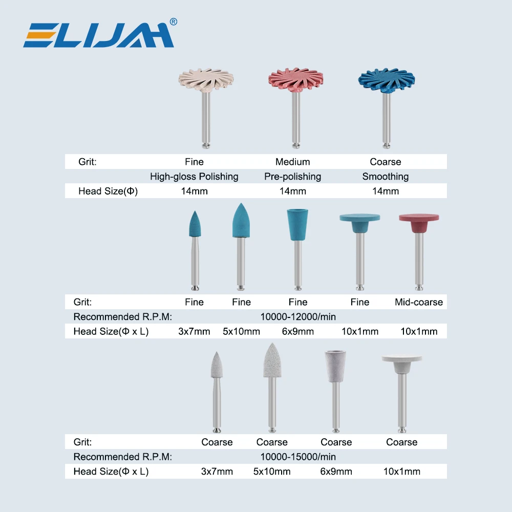 12 قطعة/صندوق الأسنان RA المطاط الماس الراتنج إطارات لامعة سيليكون مركب الراتنج طحن وتلميع مجموعة مواد طبيب الأسنان #2