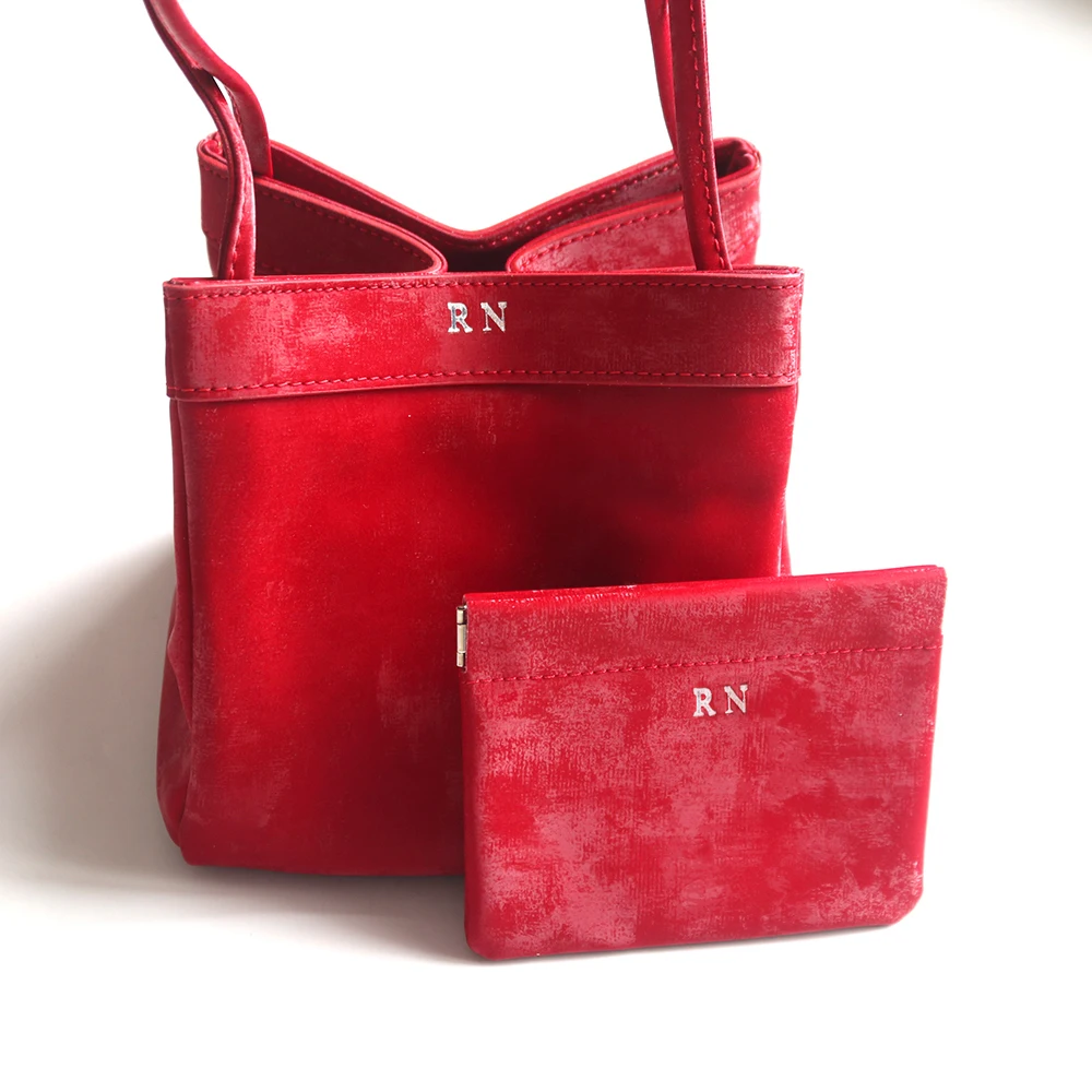 Luxury Silk Leather Mini Pouch Custom Letters Popular Velvet Card Coin Purse Persoanlize Name Female Suede Clip Pocket Wallet