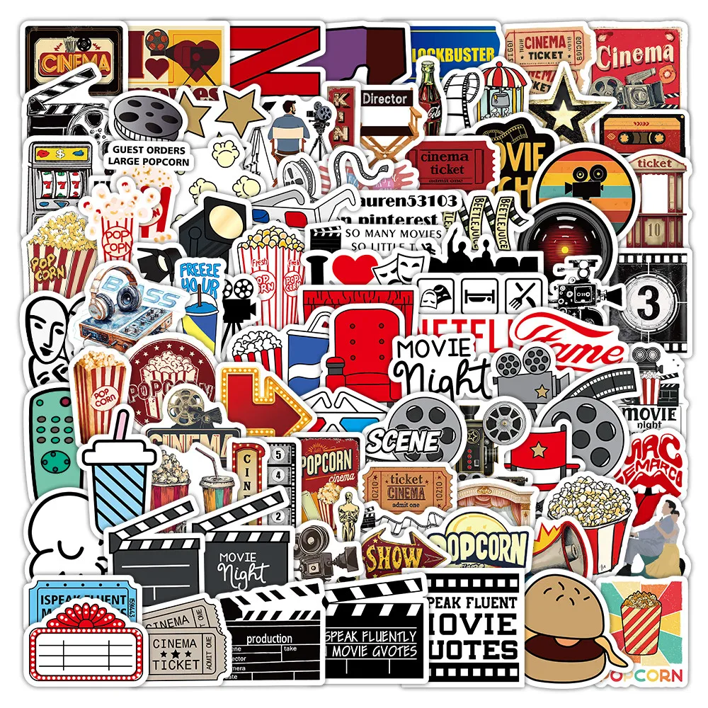 

103Pcs Movie Theater Themed Stickers Waterproof Cinema Graffiti Decals for Laptop Luggage DIY Decor LanLanStickersWorld Store