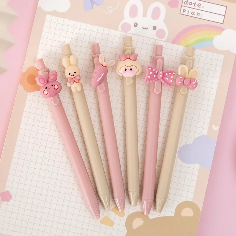 

50pcs Korean Rabbit Girl Cute Push Neutral Pen Black Student Creative Stationery Neutral Pen Prize Gift Wholesale
