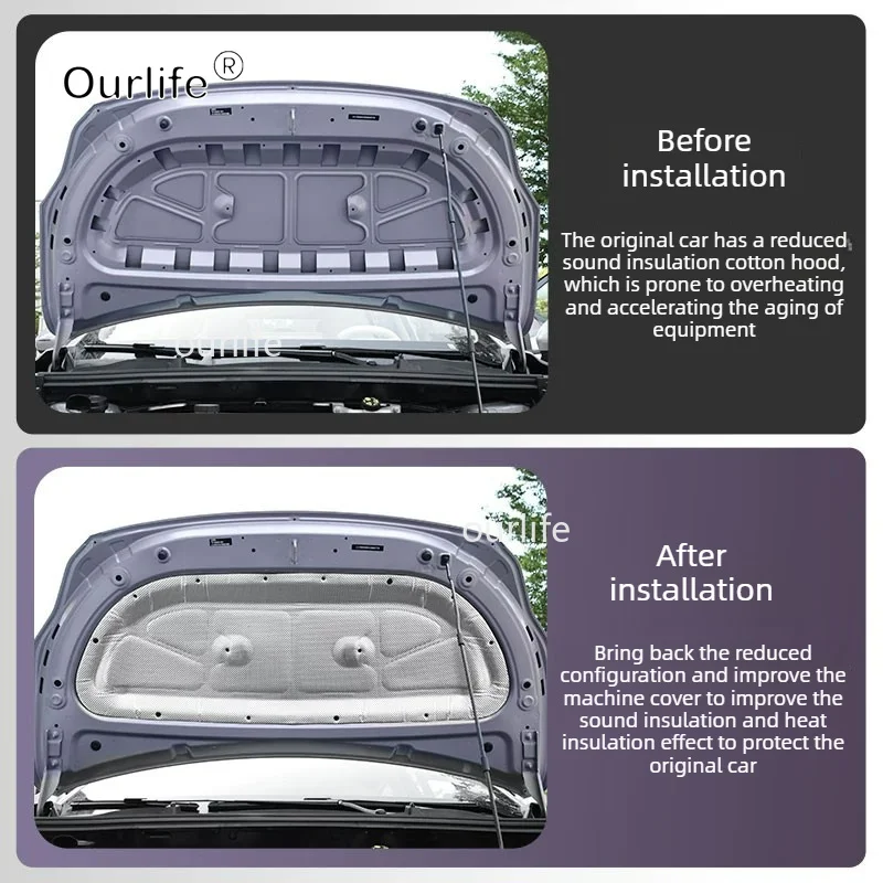 For MG4 EV Urban 2026 2027 Front Hood Engine Sound Insulation Cotton Heat Insulation Film Noise Reduction Car Accessories
