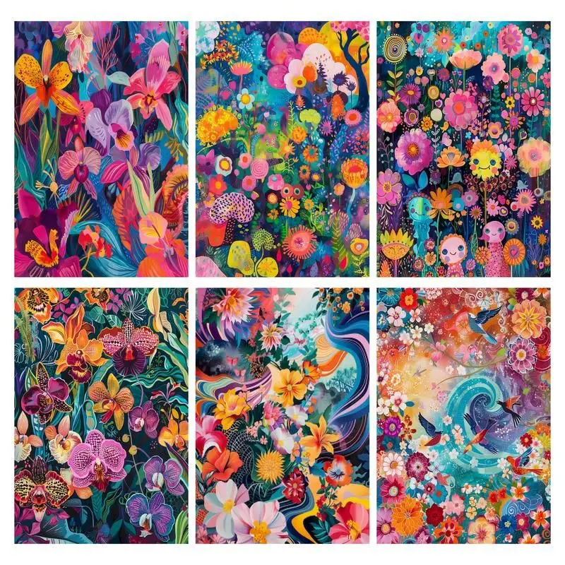 

CHENISTORY Paint By Numbers Colorful Flowers Drawing On Canvas Gift DIY Pictures By Number Kits HandPainted Art Home Decor