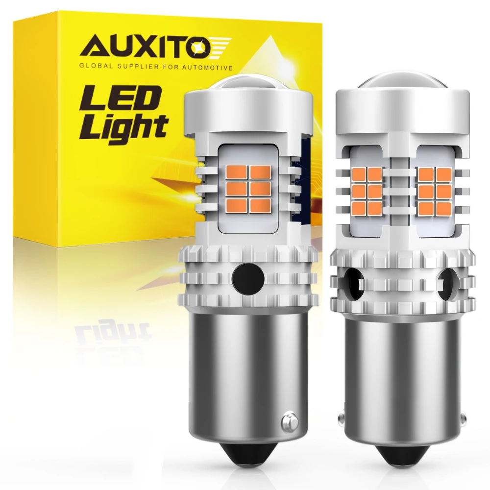 Image of AUXITO 2 Stück BA15S P21W LED Kein Hyper-Flash Gelb 1156 BAU15S PY21W LED-Birnen Auto-Blinker Canbus Fehlerfrei 12V