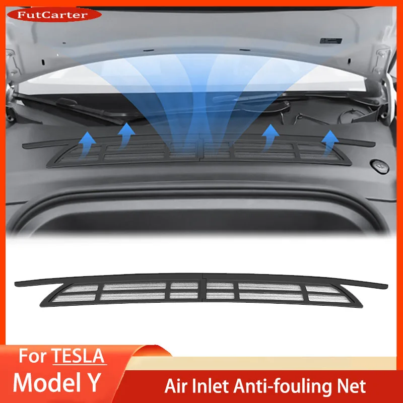 

2pcs Air Inlet Protective Cover for Tesla 2021-2024 Model Y Anti-insect Anti-fouling Front Cover Air-conditioning Cover