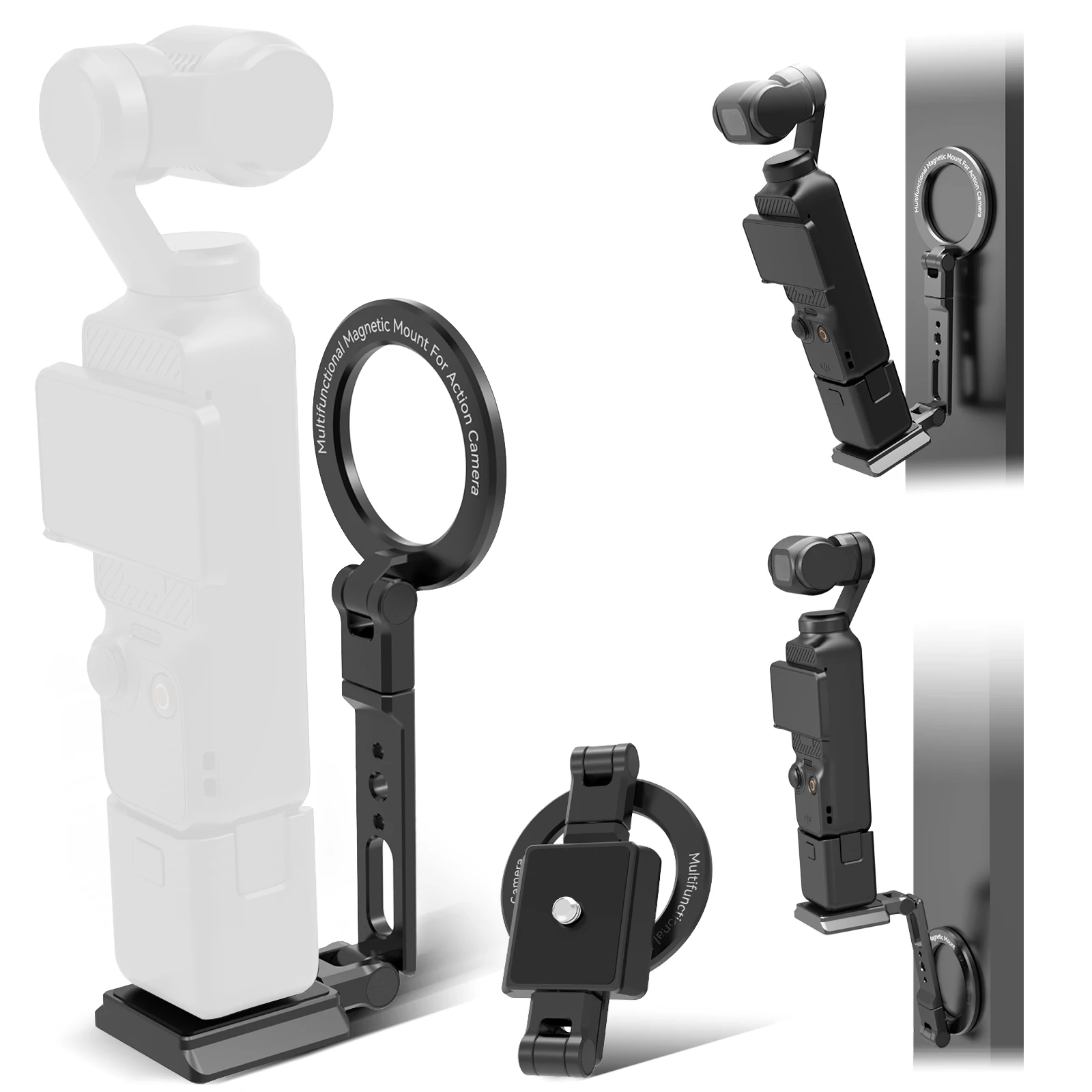 CAMOLO Magnetic Camera Mount Vertical Shooting for DJI Osmo Pocket 3/4/Luna/iPhone 18-12 Foldable Phone Stand w Arca-Swiss