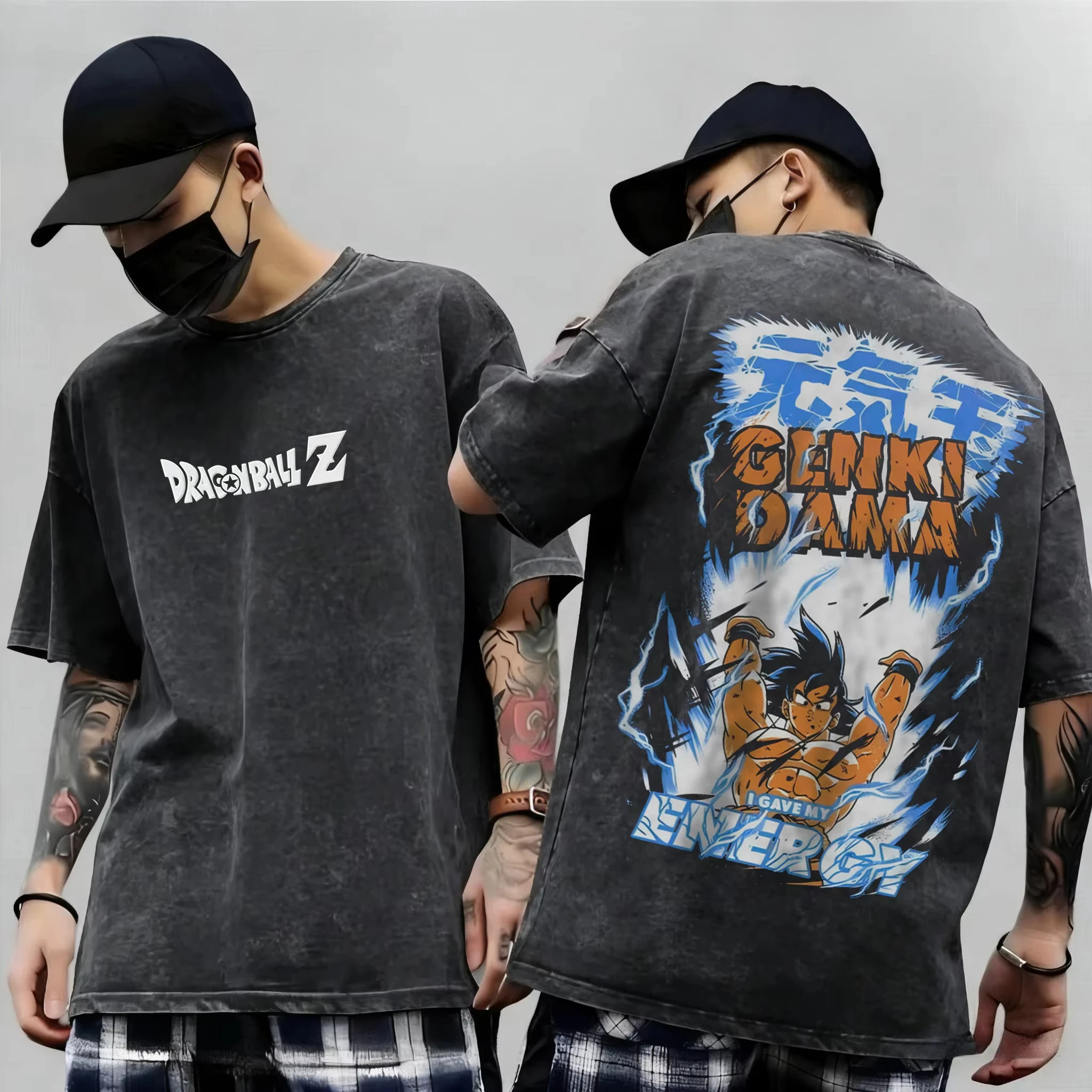 

Anime Dragon Ball Cosplay Washed T-Shirt Cotton Short Sleeve Tops Casual Sports Fitness T-Shirt Men Women Harajuku Y2K Clothing