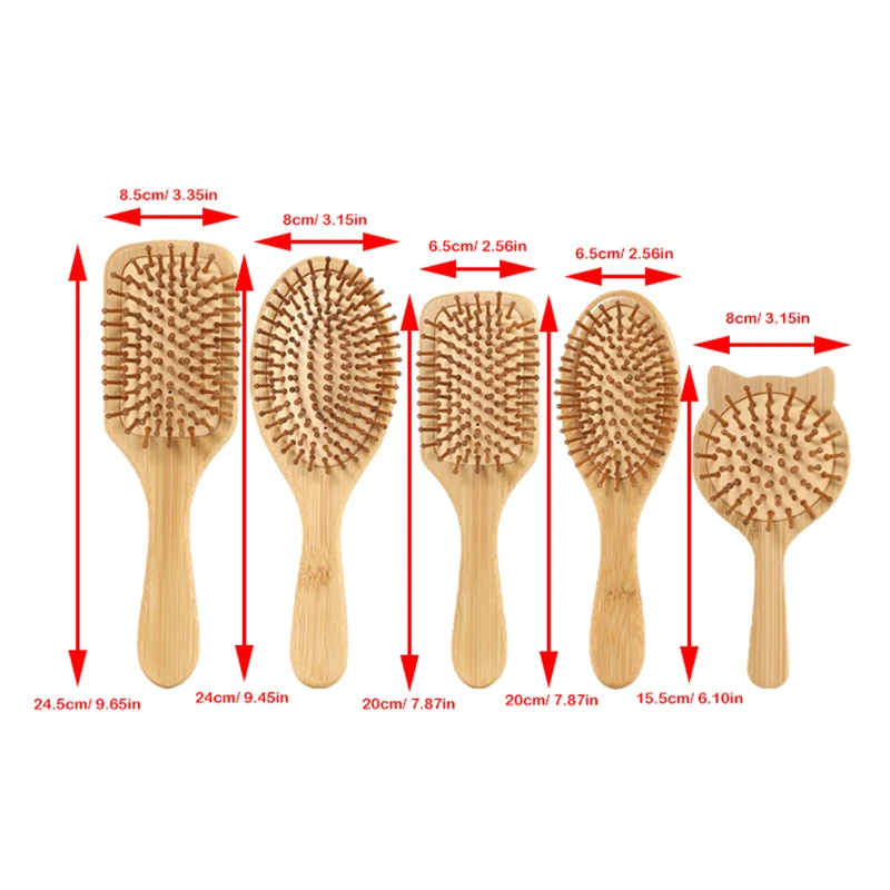 Bamboo Wooden Hair Brush Massage Comb Scalp Massager For Hair Growth Anti-Static Straightening Brush Soft Beard Baby Brush