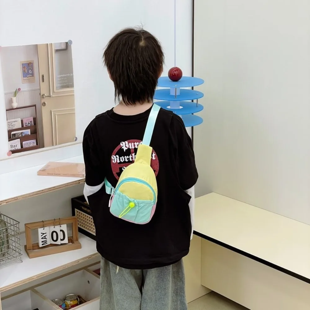 Fashion Nylon Chest Bag Stitching Color Lightweight Crossbody Bag Coin Purse for Children Girls