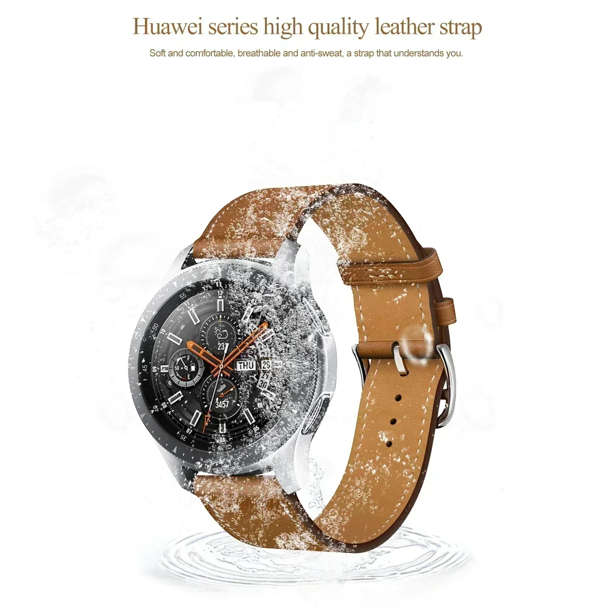 20mm 22mm Leather Band for Samsung Galaxy Watch 6/5/4 40mm 44mm Universal Strap 6Classic 43 47mm Active 2 Gear S3 46MM Bracelet