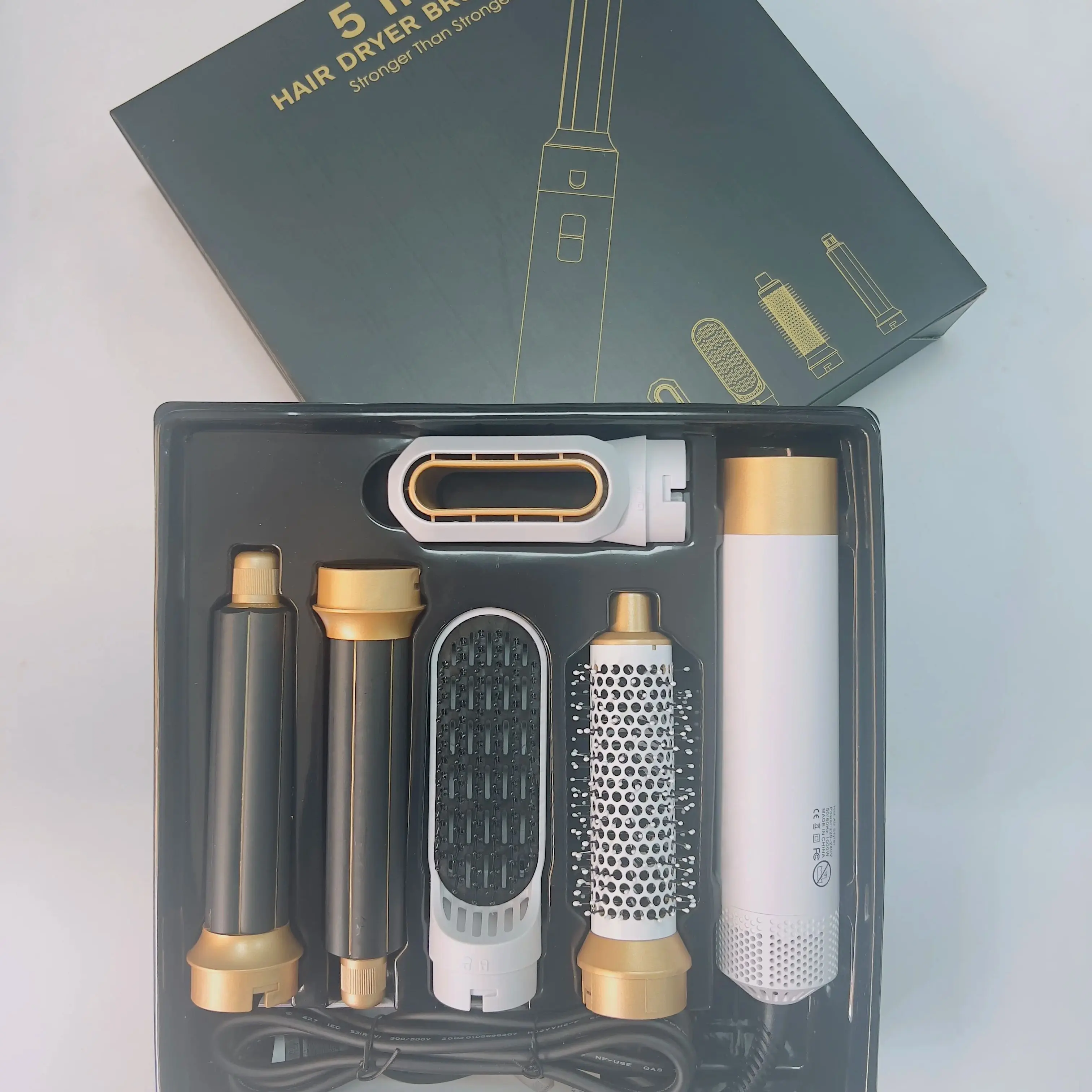 Hot Air Brush 5 In 1 Hairdryer High Speed Hot & Cold Wind Electric Hair Comb Removable Brush Kit Tool Multi-function Hair Curler