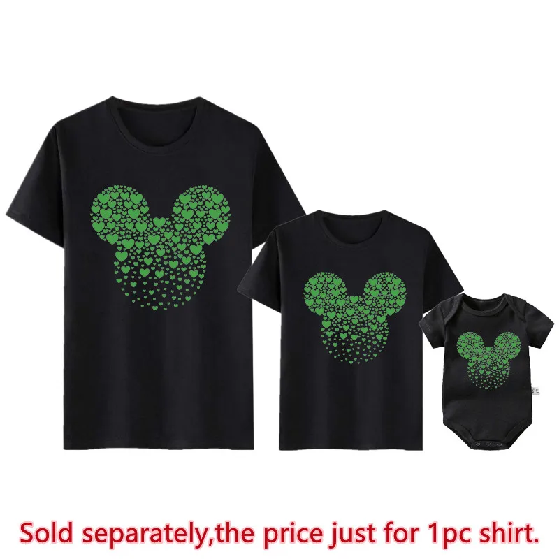 New Family Matching Outfits Heart Minnie Print Mother Daughter Son T Shirt Baby Romper Kawaii Mickey Mouse Family Look Clothes