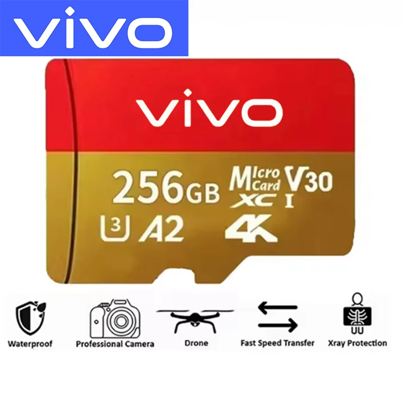 VIVO Micro-SD-Karte Hochgeschwindigkeits-SD-Speicherkarte 128GB 256GB 512GB 1TB 2TB Micro-SD U3 V30 TF-Flashkarte für Telefon- und Kamerageräte
