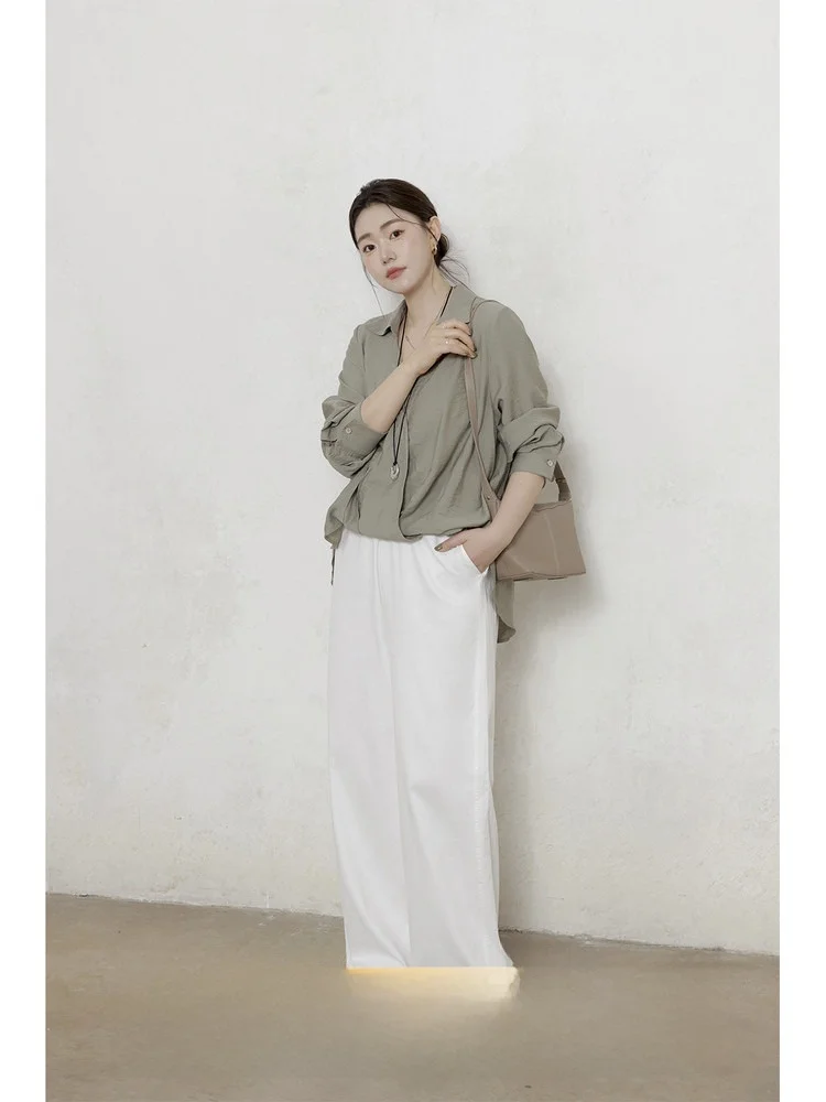 

Loose Fit Long Sve irt Collared Lazy Sle plus Size Women's Faion Big Sister Design False Two-Piece Top DW25CE9568D