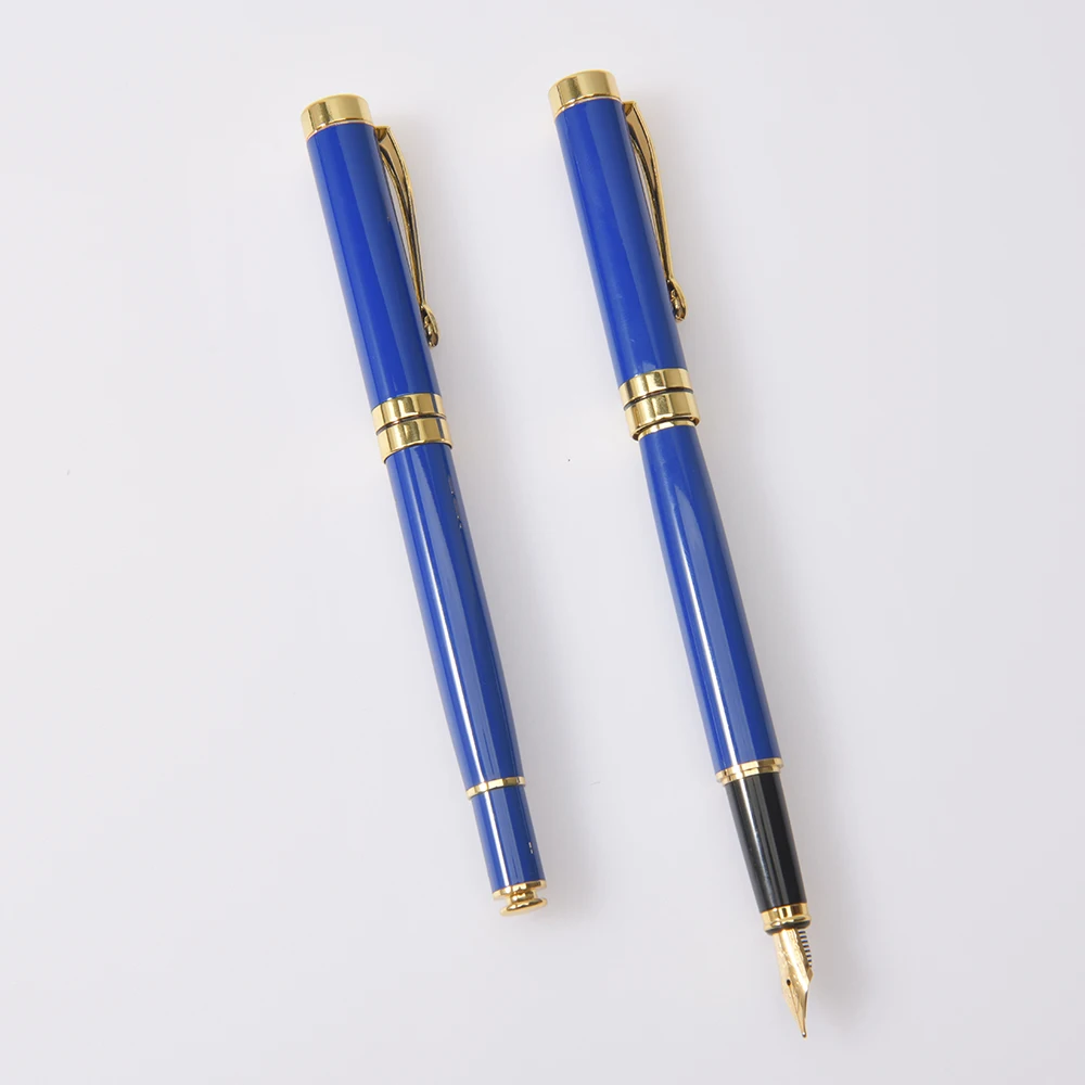 1Pc Golden Engraving Fountain Pen Ink Gift School Supplies Stationery Men High Quality Writing Metal Pen