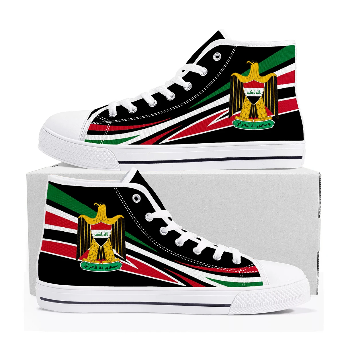 

Iraq Flag Mesopotamia High Top High Quality Sneakers Mens Womens Teenager Canvas Sneaker Casual Couple Shoes Custom Made Shoe