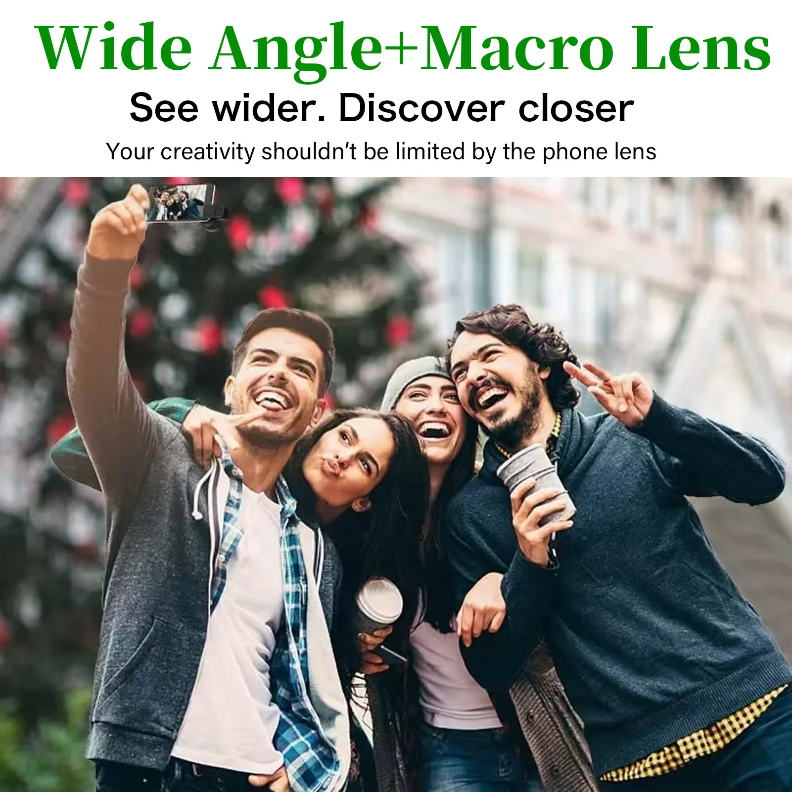 Obiettivo per cellulare a 2 funzioni: grandangolo 0.45X e macro 12.5X HD, universale per iPhone e telefoni Android