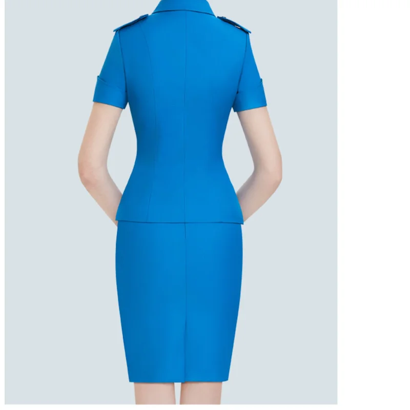 Stewardess Professionele Pak Tweedelige Rok Zomer Werkkleding Met Korte Mouwen Burgerluchtvaart Luchtvaartmaatschappij Stewardess Uniform