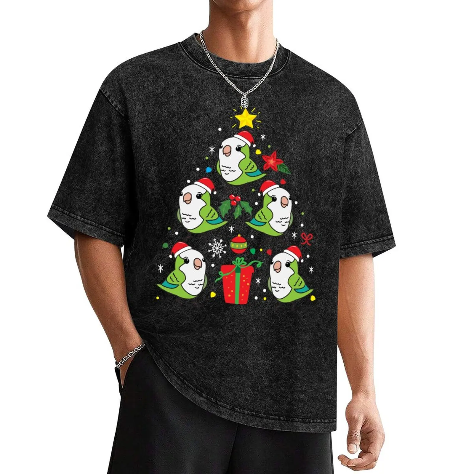 

Quaker Parrot Christmas Ornament Tree T-Shirt summer clothes graphic tee shirt t shirts for men cotton