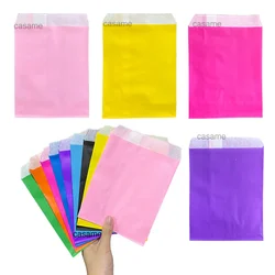13x18cm Paper Bags Solid Colorful Pure Bags Candy Child Party Birthday Food Paper Kraft Seal Gift Packing Treat Bag Supplies