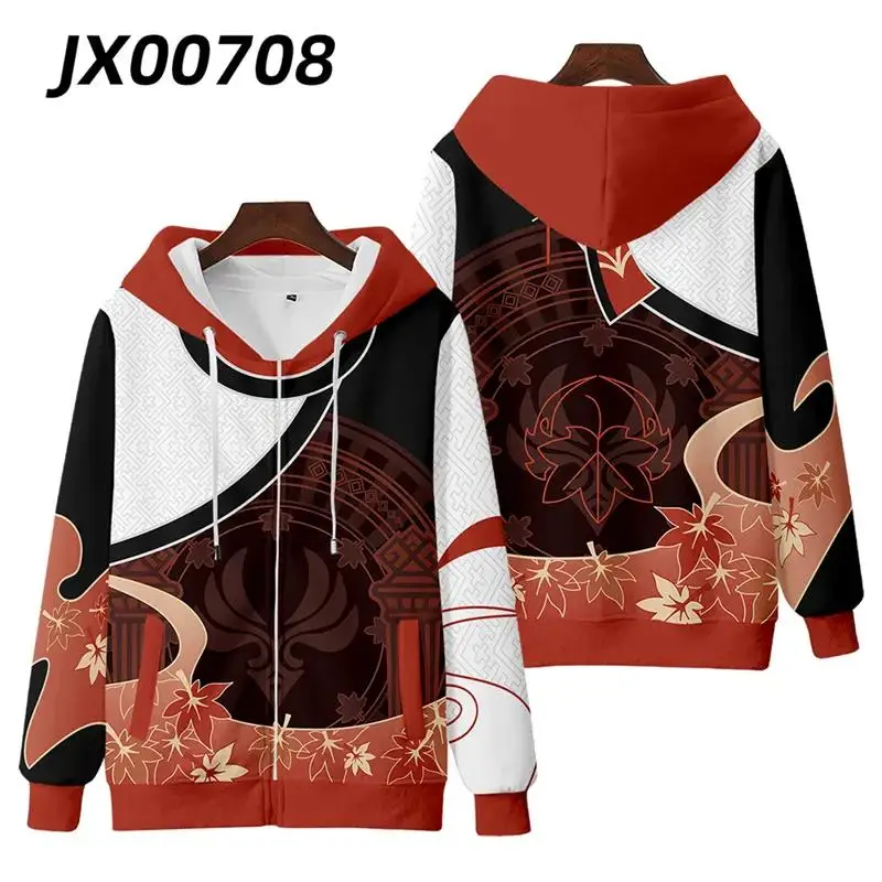 2023 3D genshin Impact Kaedehara Kazuha Zipper Sweatshirt Hoodie Autumn and Winter Children's  Adult Hoodie Fleece