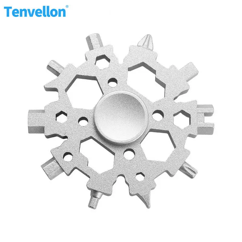 Tenvellon Self Defence 8in1 Multi-function Snowflake Universal Wrench Spanners Combination Wrench Fidget Spinner Pocket Tools