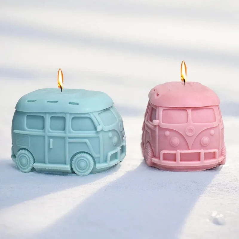 

Mini Bus Silicone Candle Mold 3D Car Crafts Resin Plaster Casting Molds DIY Handmade Soap Chocolate Cake Baking Tools Home Gifts