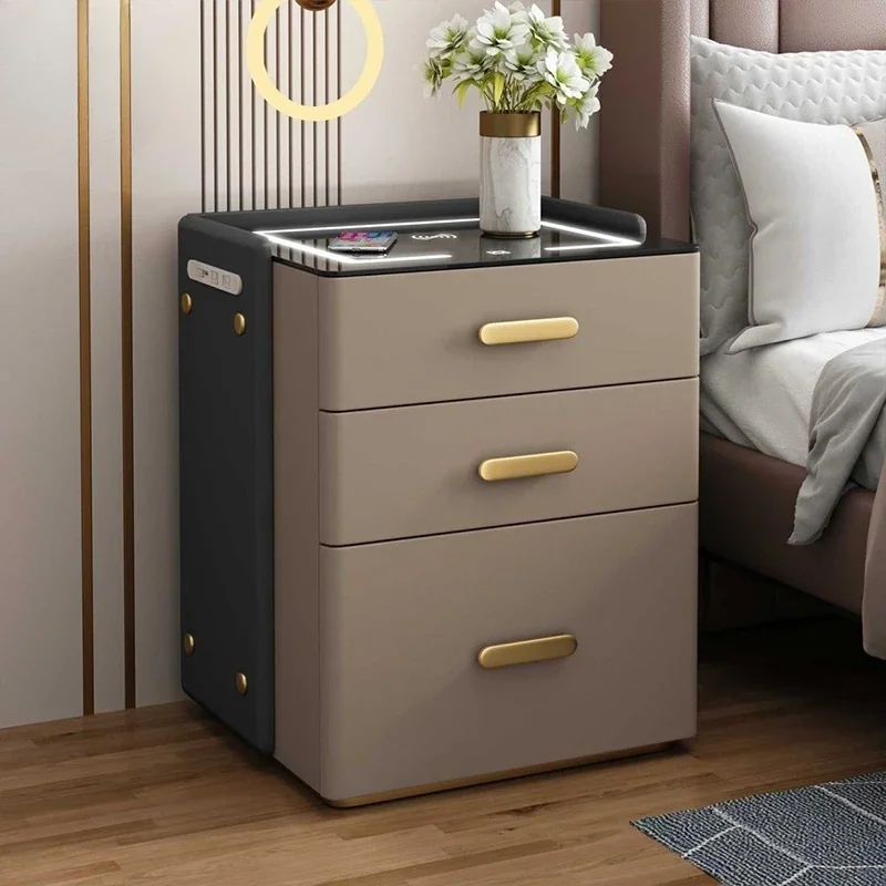 Glamorous Furniture Modern Minimalist Smart Safe Nightstands Multifunctional Safe Bedside Cabinet For Bedroom Use