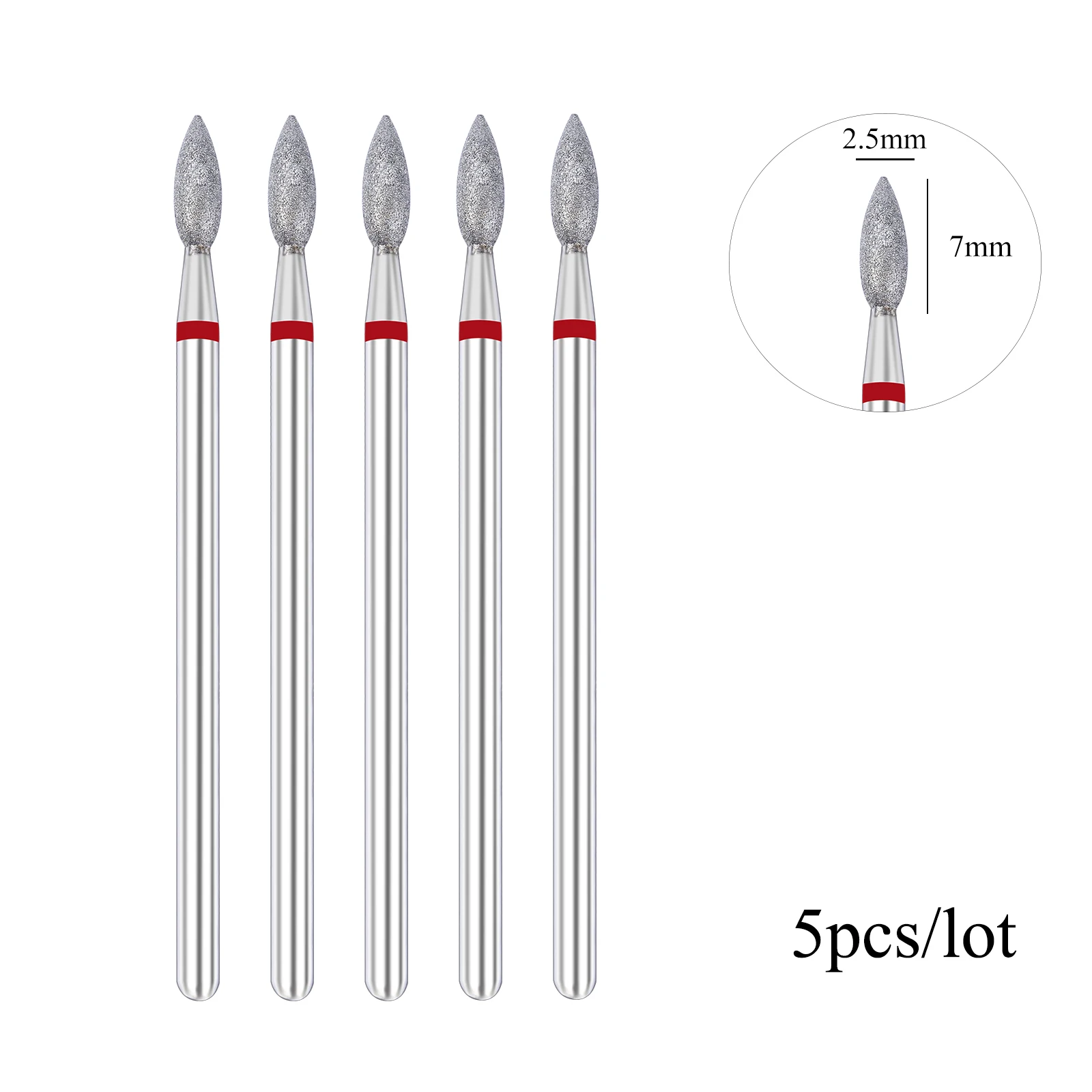 TP 5 teile/los Diamant Nagel Bohrer Bits 3/32'' Flamme Nagel Bits Elektrische Fräser Für Maniküre Rotary Häutchen sauber Nagel Werkzeuge