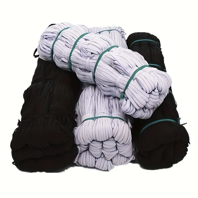 1 PCS 196inch Long High-Quality Black White Elastic Band - Size 6/12mm Polyester Elastic Band, Suitable for Hand Sewing Supplies