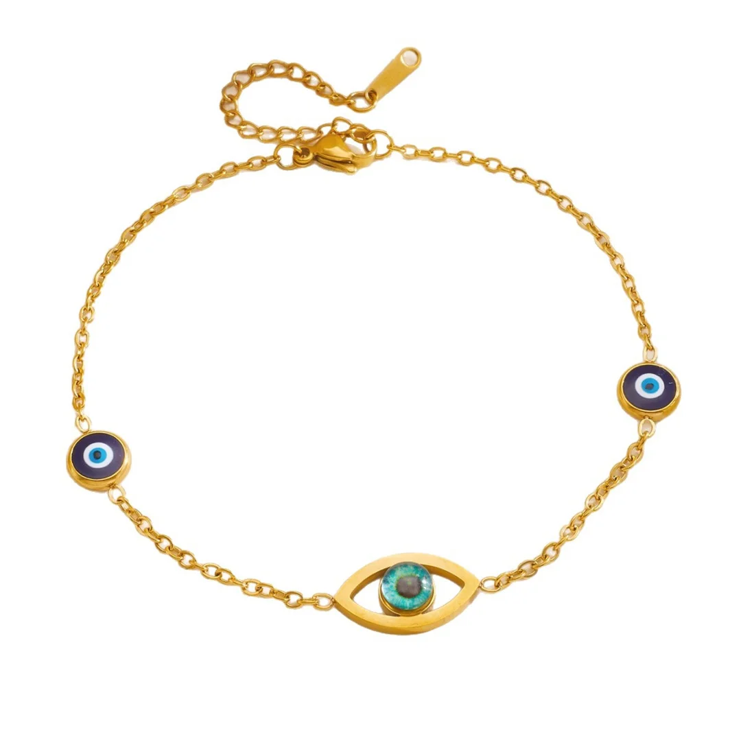 Punk Fashion Amulet Evil Eyes Charm Bracelet Female Gold Color Stainless Steel Chain Link Bracelets for Women Jewelry Gift 2026
