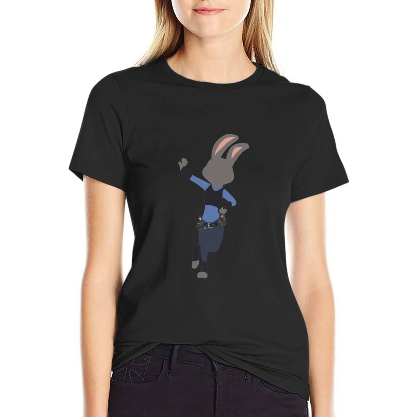 Zotopia-T-shirt lapin pour femme, vêtement d'été humoristique