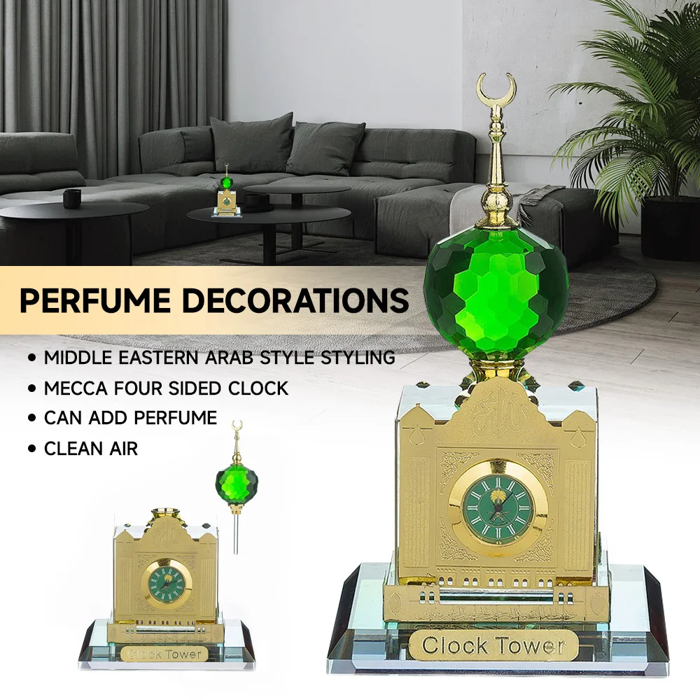 Crystal Clock Style Decoration Muslim Crystal Perfume Incense Sculpture Islamic Ramadan Middle East Car Office Home Decor Gift