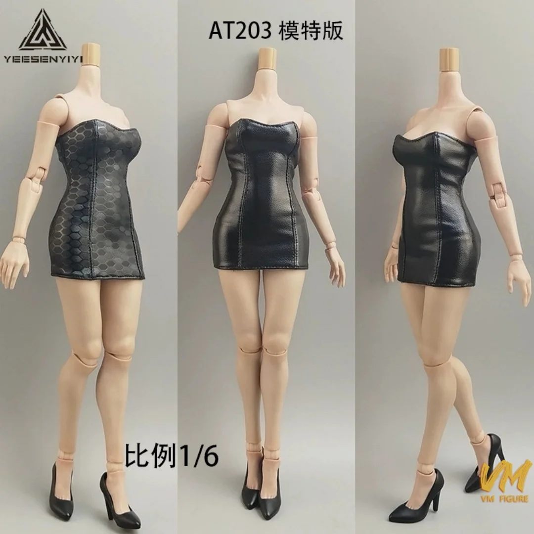 1/6 مقياس الجلود الاصطناعية المجهزة تنورة سوداء صغيرة حمالة فستان قصير نموذج ل 12 ''أنثى الجندي عمل أرقام TBL BJD #6