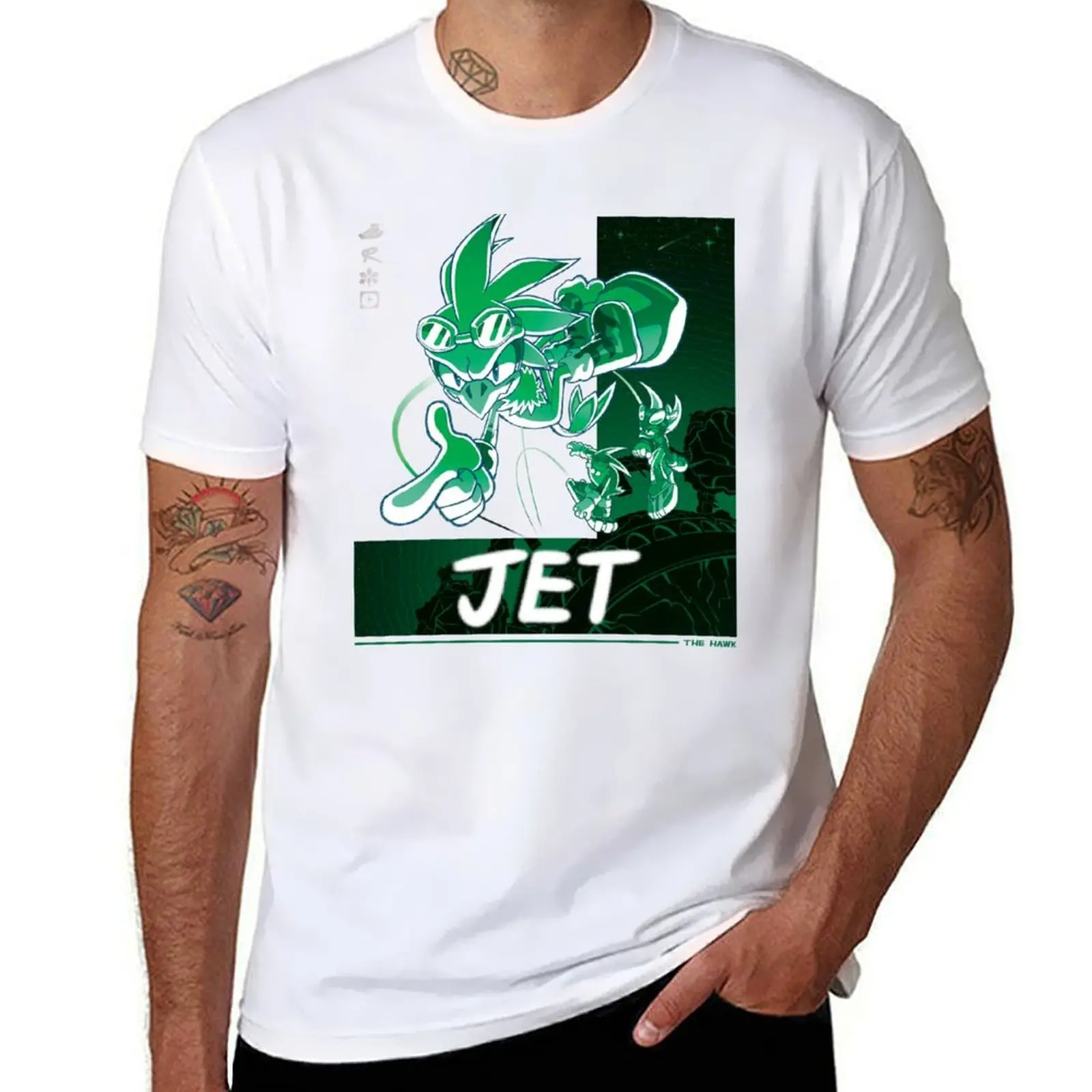 

Jet The Hawk w/ Wave & Storm T-Shirt cotton tshirt 100% man t shirts graphic T-Shirt