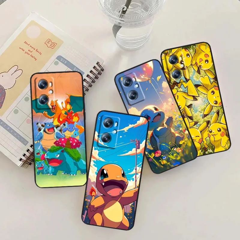 

P-Pokemon Popular Cartoon Cute Phone Case For OPPO Reno 7 A96 A40 A58 5 6 Realme GT A74 A78 Neo2 A74 A78 Find X5 X3 X7 X8 Black