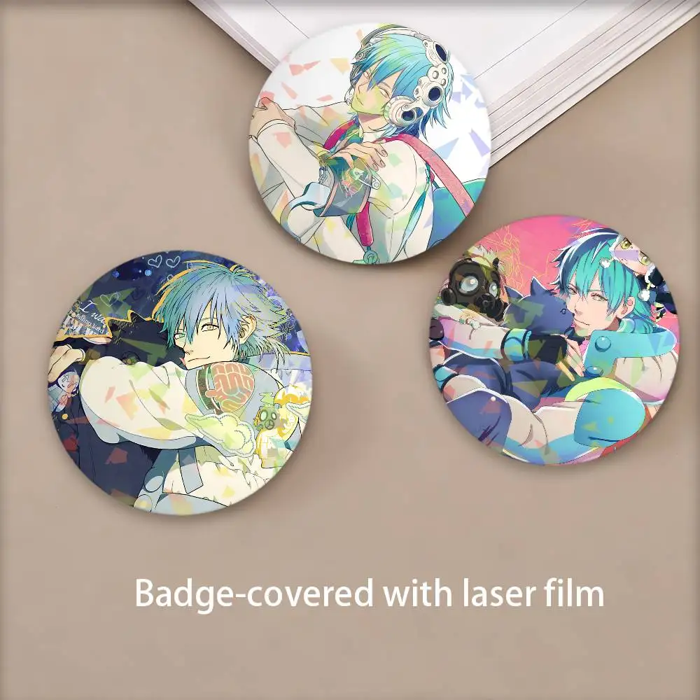 Seragaki Aoba DRAMAtical Murder Round Badge for Backpack Accessories Laser Lapel Pins Jewelry Gifts