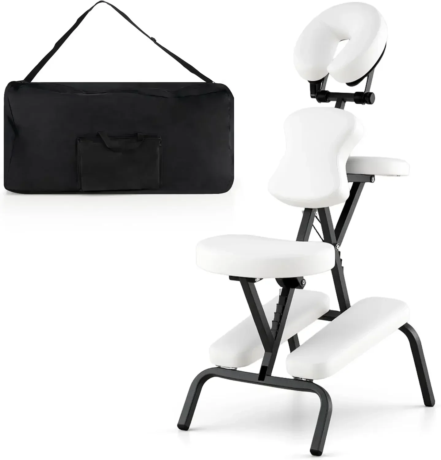 Portable Lightweight Massage Chair Travel Spa Tattoo Seat with Carrying Bag White