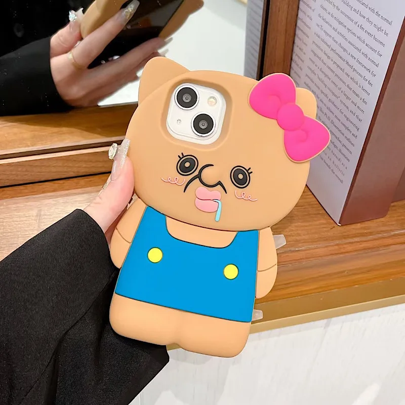 Cute cartoon 3D Bangbang KT Suitable For iPhone 14 Pro Max Phone Case Anti Drop Full Package 11 12 13 14 15 Soft Case Phone Prot