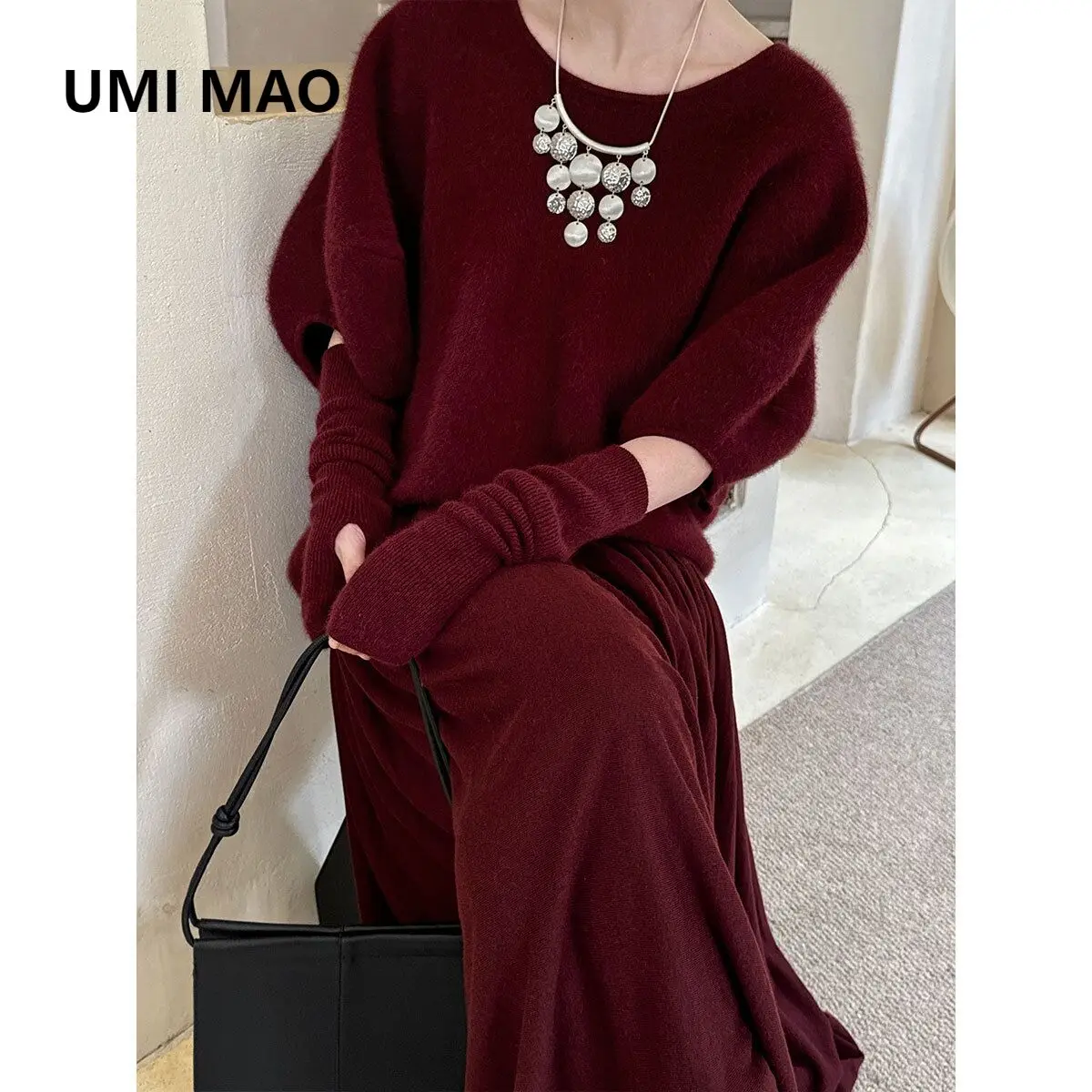 

UMI MAO, топ высокого качества, женские перчатки с коротким рукавом, трикотажные женские осенние новые свободные мягкие топы с рукавами-фонариками